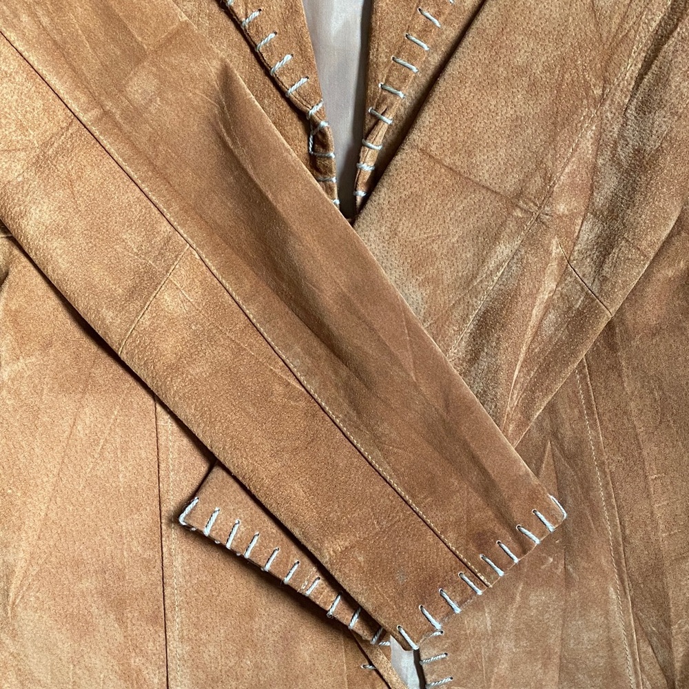 Vintage Joe Boxer 100% Suede Tie-Front Brown Jacket - Picture 10 of 10